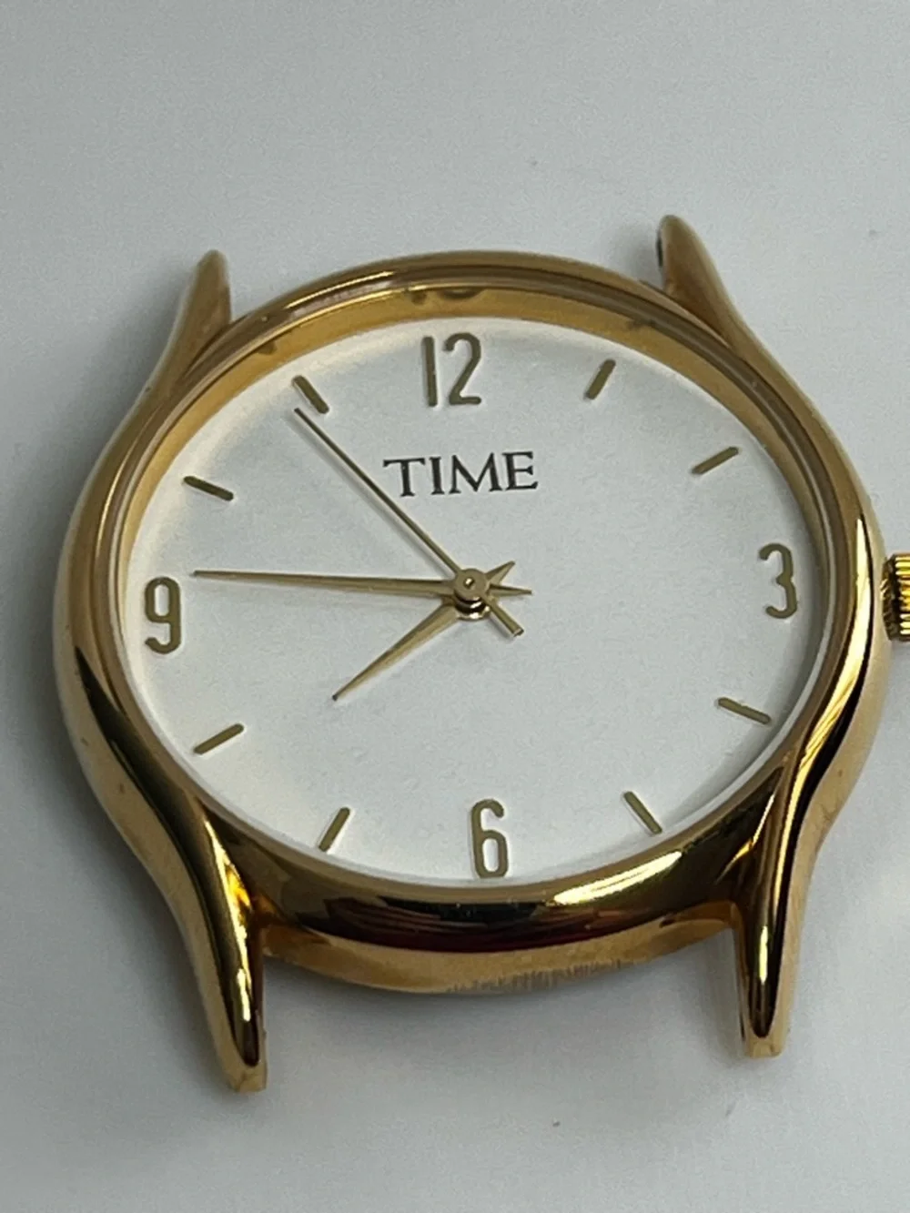 Time Watch Men’s Gold Tone White Dial 30MM: No Band W/ New Battery